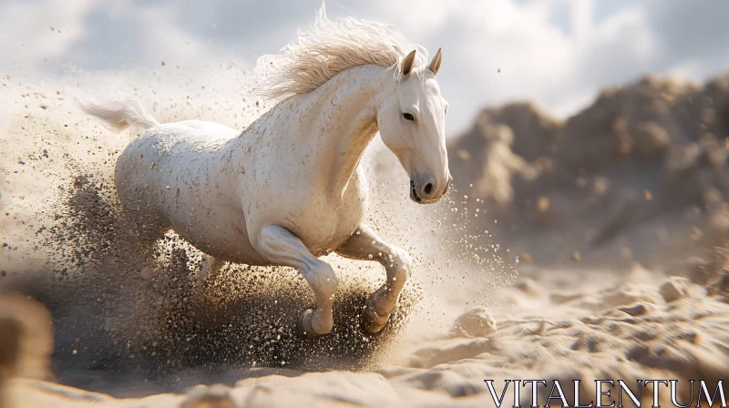 AI ART Graceful Galloping Horse on Sandy Terrain