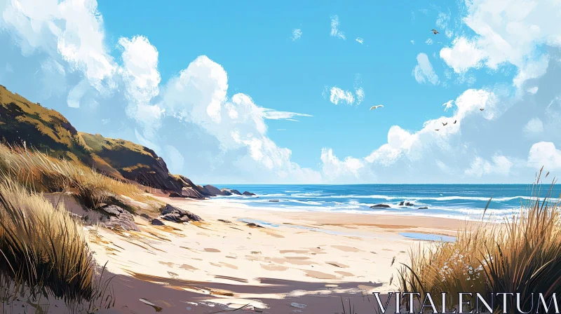 AI ART Peaceful Beach and Ocean View