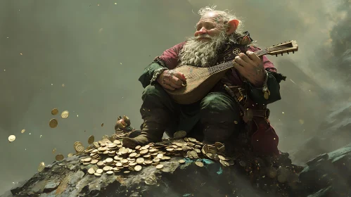 Musical Leprechaun on a Pile of Gold