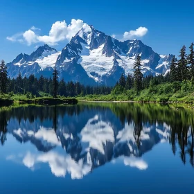 Still Lake Reflecting Snow Mountain