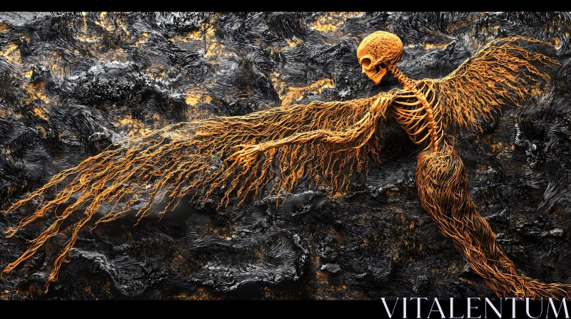 AI ART Surreal Skeleton with Abstract Wings