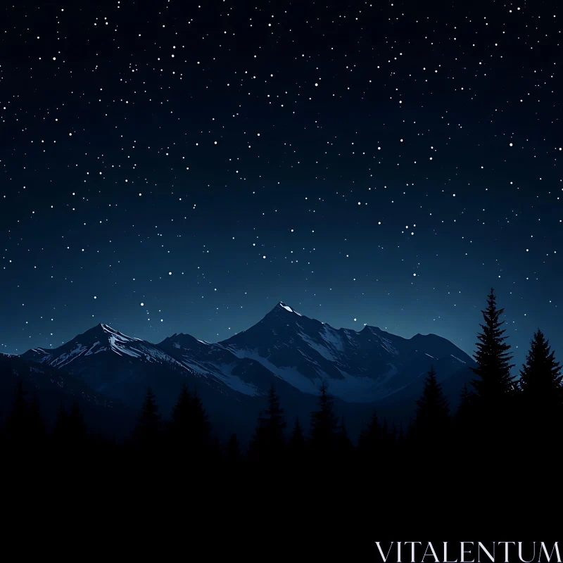 AI ART Night Sky Mountain Landscape