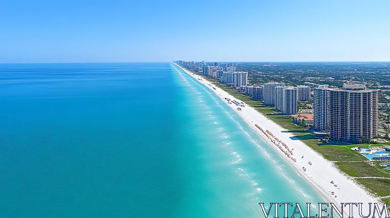 Coastal Serenity: Ocean View with Buildings AI Image