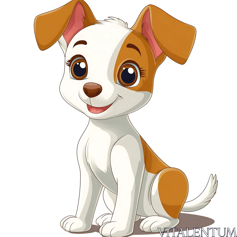 Cute Animated Dog in Sitting Position AI Image