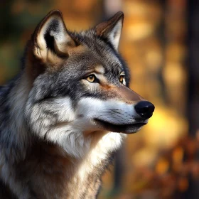 Focused Wolf in the Woods