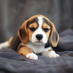 Sleepy Beagle Puppy Close-Up