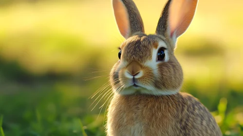 Close-up of a Brown Rabbit in Meadow