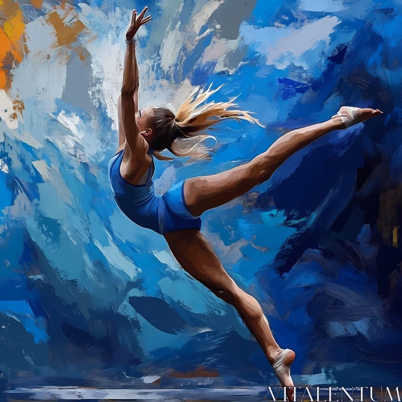 Surreal Painting of a Dancer Mid-Leap in Abstract Art , AI F1 AI Image