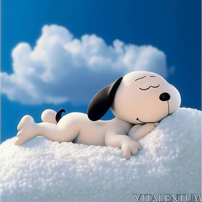 Animated Doggy Resting on a Cloud AI Image