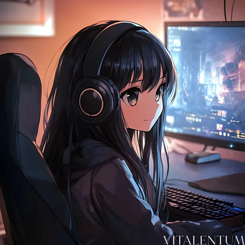 Anime Gamer Girl AI Image