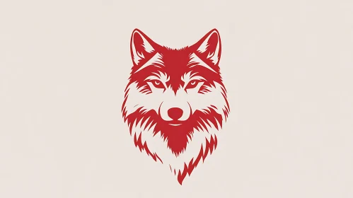 Stylized Wolf Portrait in Red