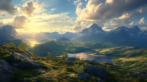 Scenic Mountain Landscape With Lake View