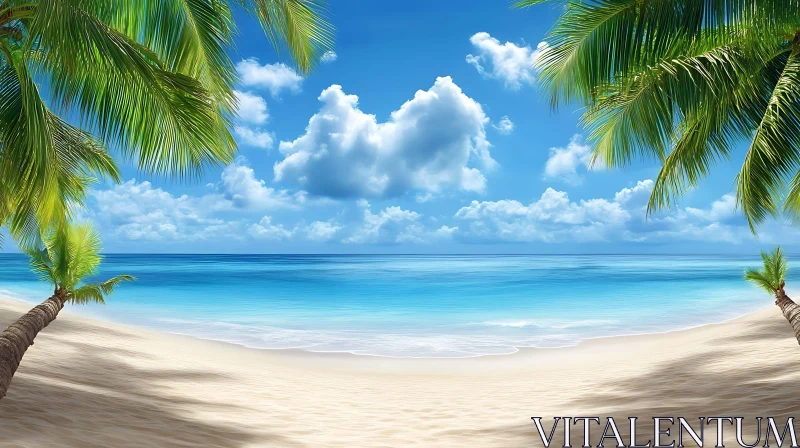 AI ART Tropical Beach Scene with Blue Sky