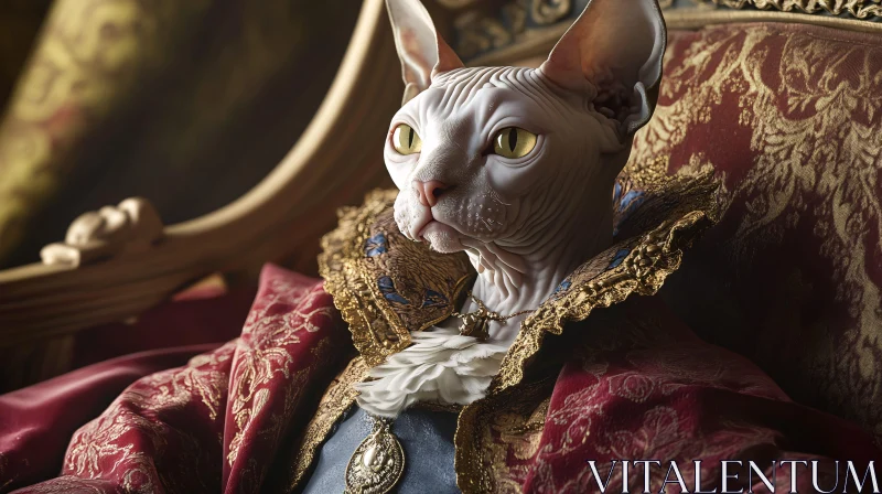 Majestic Royal Cat Portrait AI Image