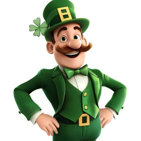 Cartoon Leprechaun in Green Suit