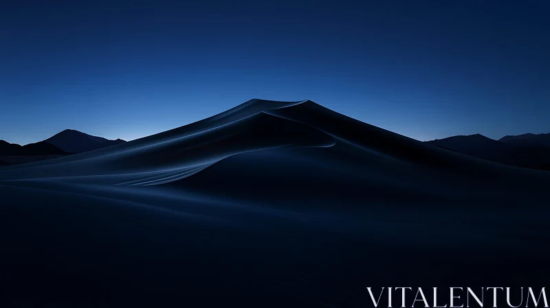 AI ART Blue Night Sand Dunes Scenery