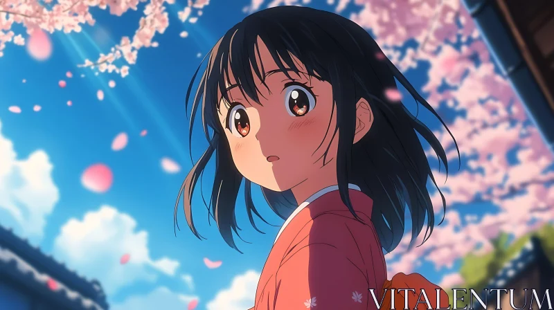 Anime Girl in Spring AI Image