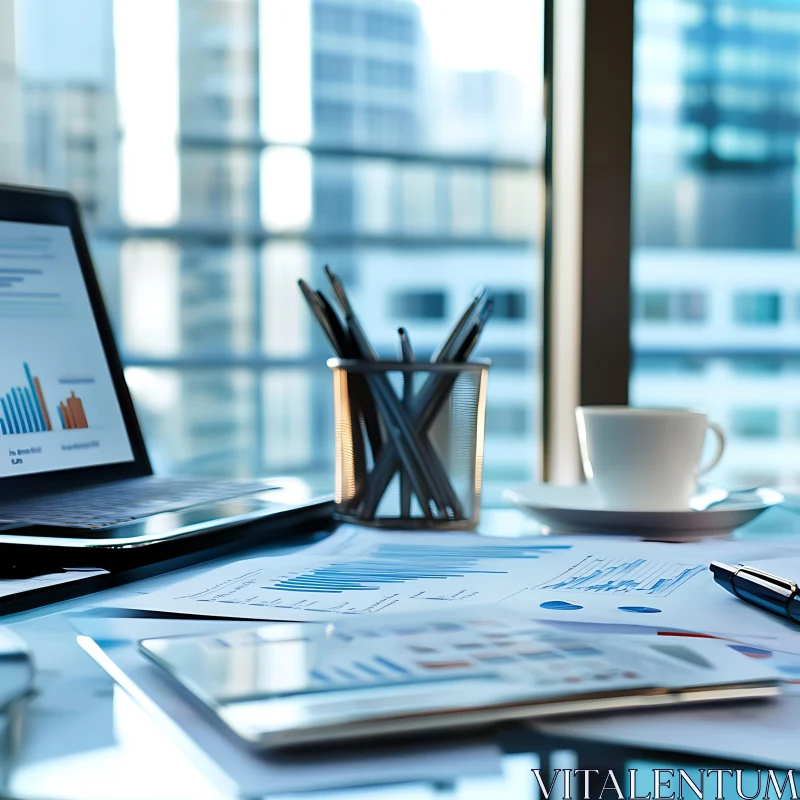 Office Desk with Laptop and Documents AI Image