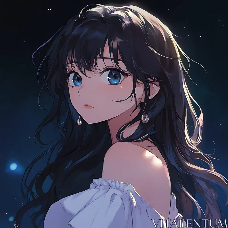 Elegant Anime Girl Portrait AI Image