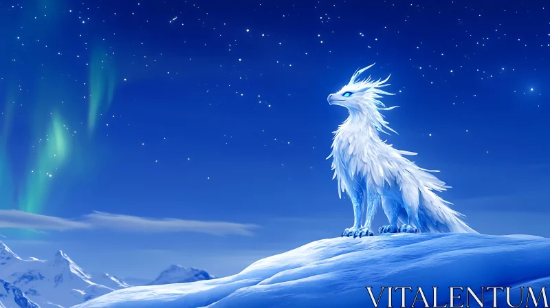 AI ART Icy Dragon on Snowy Mountain