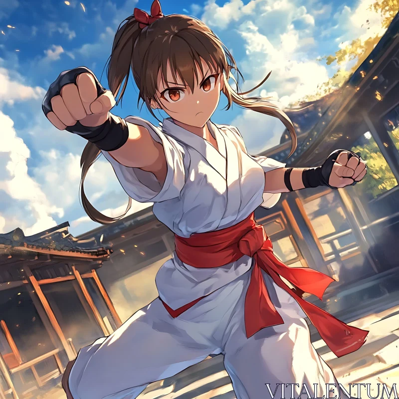 Karate Girl in Anime Style AI Image