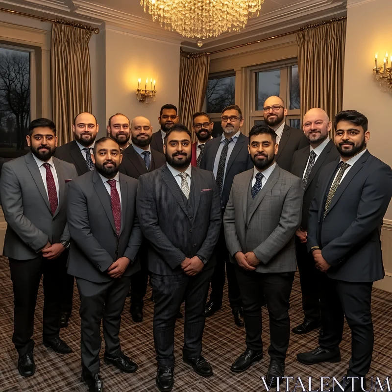 Formal Portrait of Men in Suits AI Image