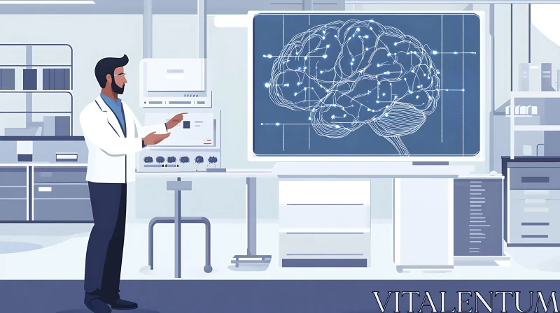 Scientist Analyzing Brain Scan in Lab AI Image