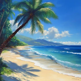 Seascape with Palm Trees and Turquoise Water