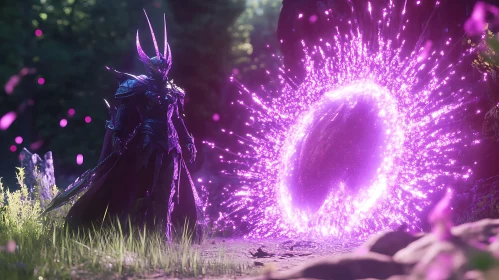 Enigmatic Guardian by a Magical Gate