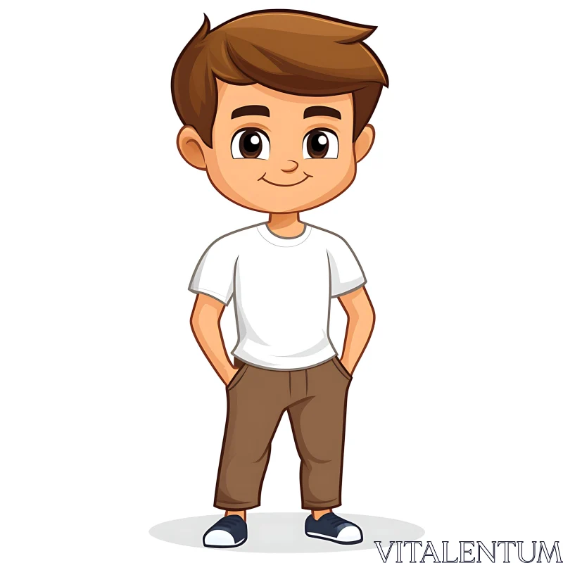 AI ART Smiling Cartoon Boy with Brown Hair