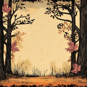 Autumn Forest Illustration with Trees