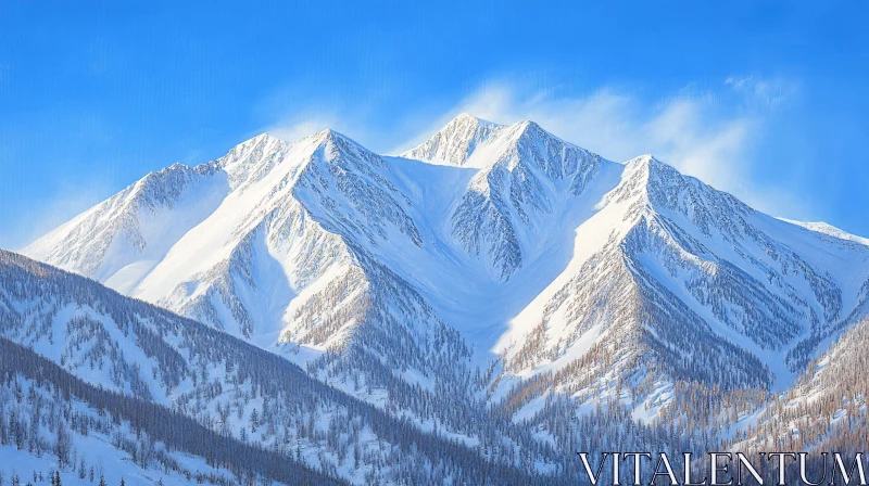 AI ART Snowy Alpine Mountains in Winter Landscape