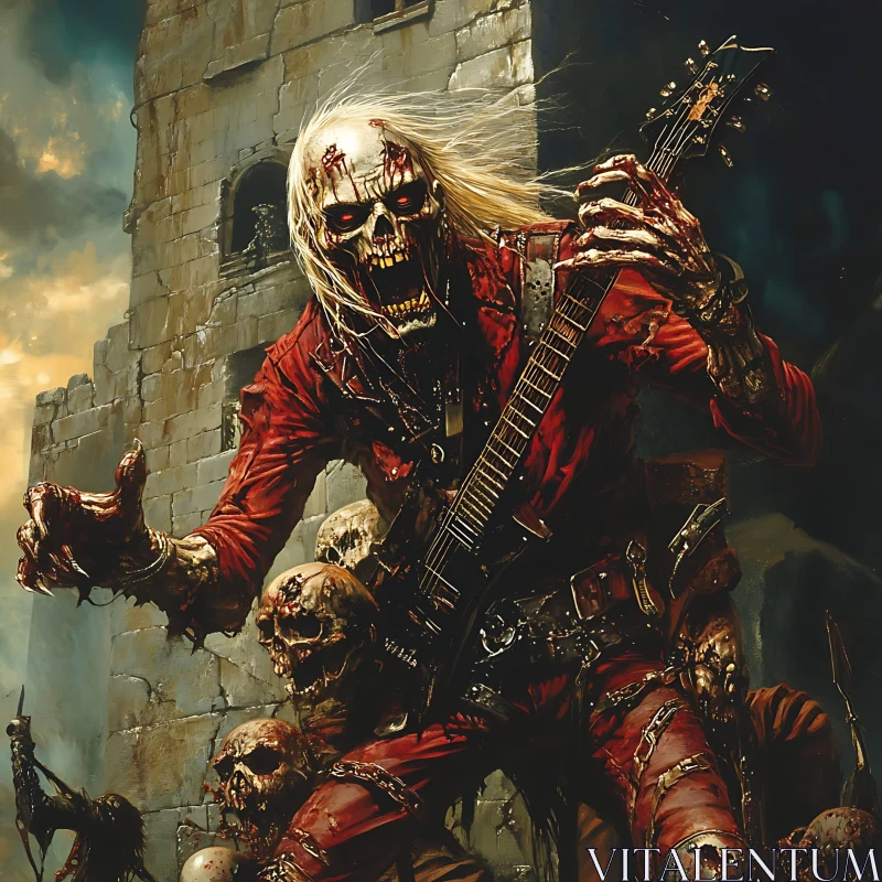 Macabre Guitarist: A Zombie's Serenade AI Image