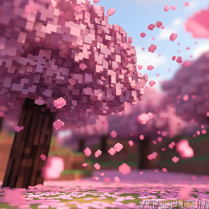 Springtime Pixel Cherry Blossoms AI Image