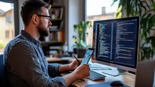 Man Programming on Computer