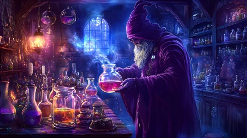 Mystical Wizard Brewing Potion Still Life