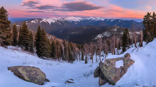 Winter Mountain Serenity at Sunset