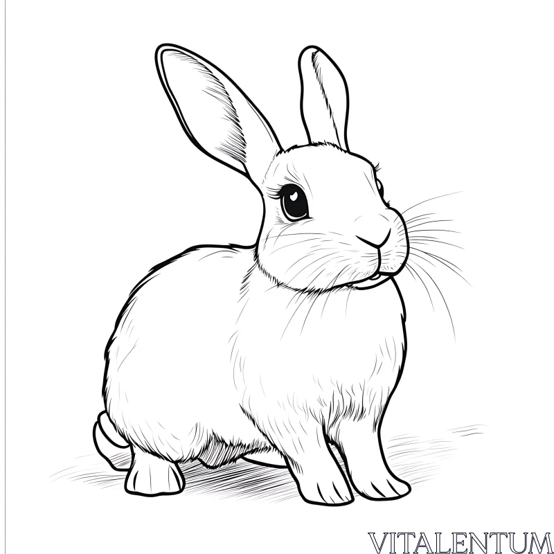 Monochrome Rabbit Sketch AI Image