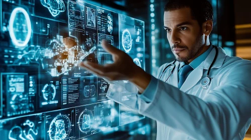 Medical Professional Using Futuristic Technology