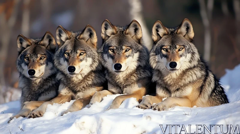 Wolves Resting in Winter Landscape AI Image