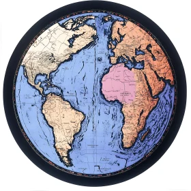 Pastel Continents Round World Map