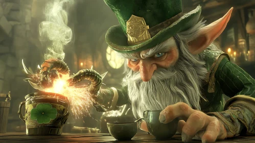 Enchanting Leprechaun Brewing a Sparkling Potion