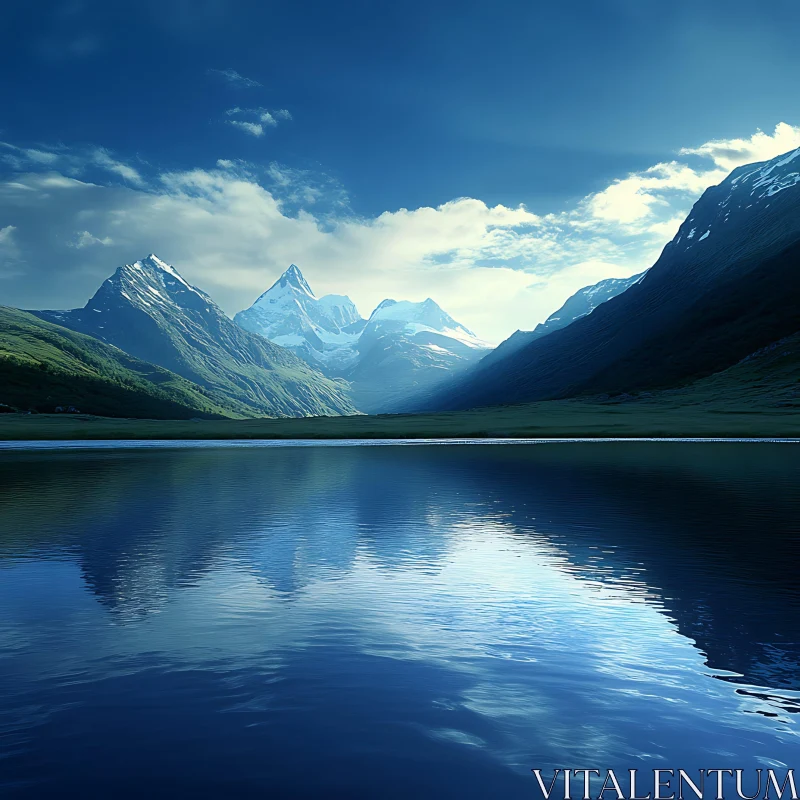 AI ART Tranquil Mountain Lake and Peaks