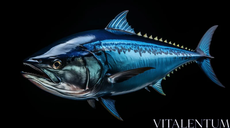 Bluefin Tuna Illustration Against Black Background AI Image