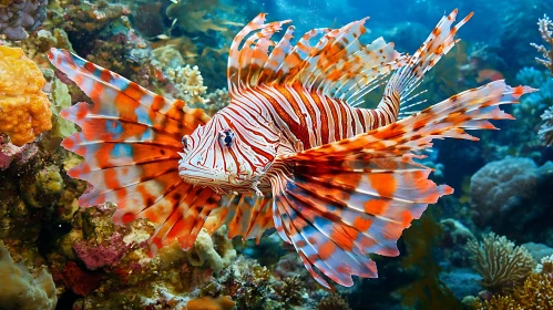 Striking Lionfish Underwater