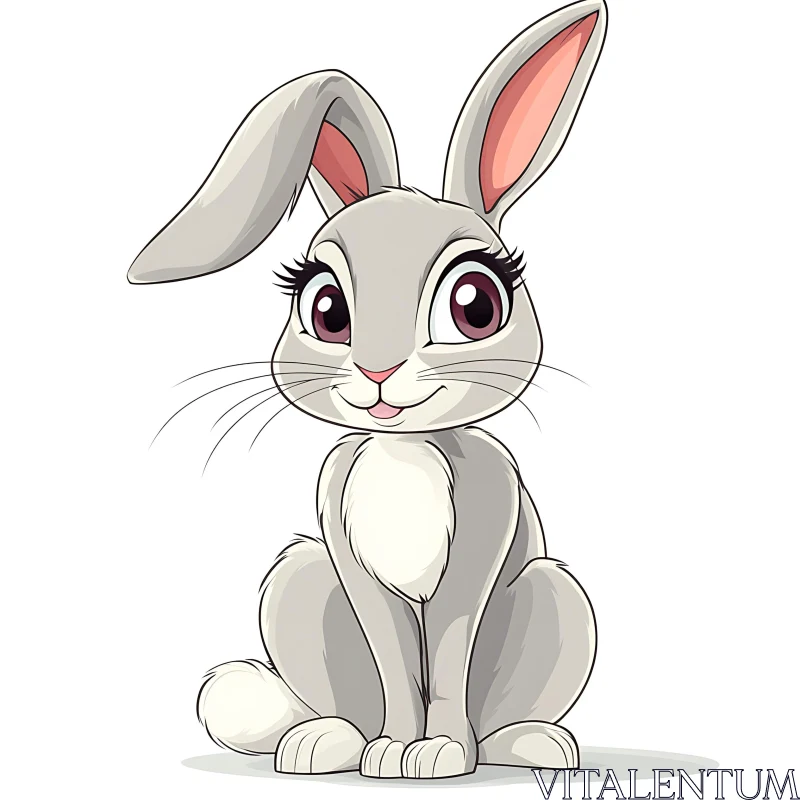 Grey Bunny Whimsical Art AI Image