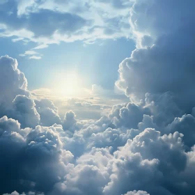 Heavenly Sky with Clouds and Sunlight