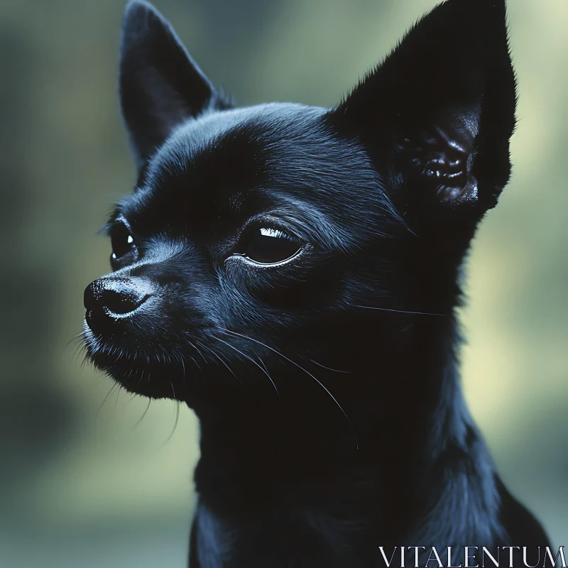 Black Chihuahua Close-Up Portrait AI Image