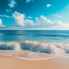 Peaceful Beach Scene with Blue Sea