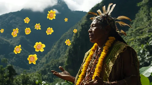 Floral Man Portrait in Natural Setting